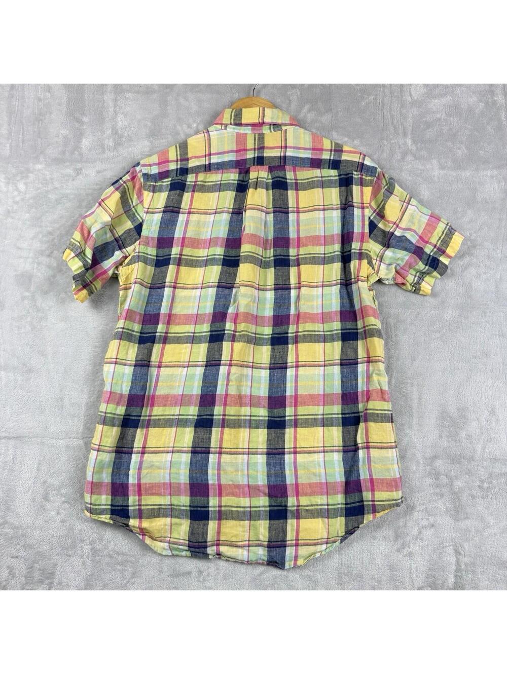 Polo Ralph Lauren Plaid Linen Button Up Shirt Men Medium Preppy Coastal prep Ivy - Picture 3 of 8